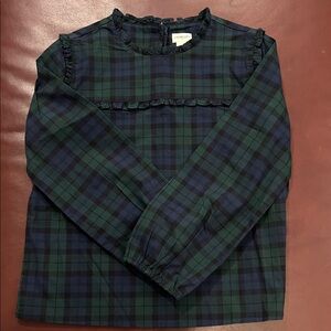 Crewcuts Plaid Kids Blouse in Green and Navy